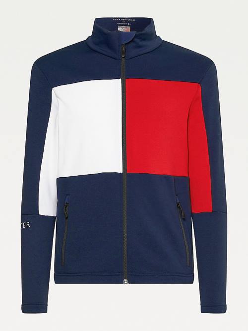 Tommy Hilfiger Rossignol Colour-Blocked Zip-Thru Base Layer Moški Pulover Modra | TH908NRC