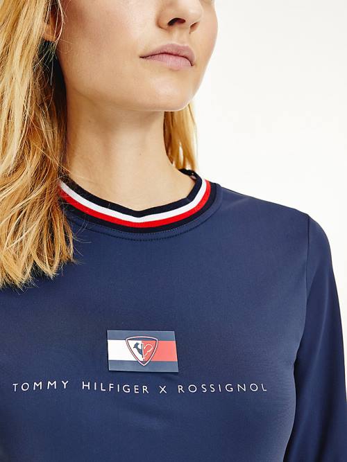 Tommy Hilfiger Rossignol Contrast Collar Base Layer Ženske Majice Modra | TH024MLV