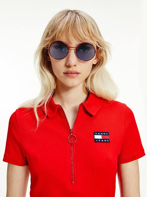 Tommy Hilfiger Round Frame Moški Sončna Očala Rdeča | TH691CTA