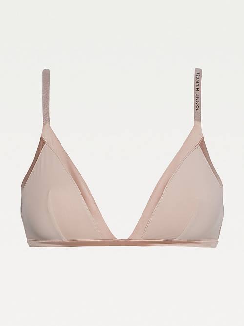 Tommy Hilfiger Satin Trim Triangle Bra Ženske Spodnje Perilo Bež | TH970EKZ