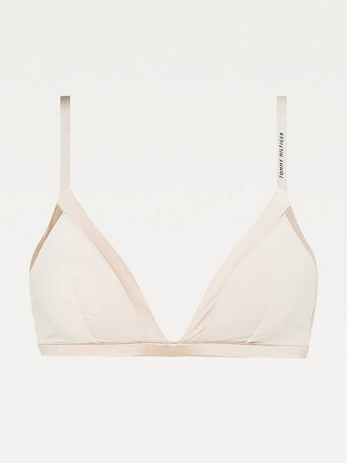 Tommy Hilfiger Satin Trim Triangle Bra Ženske Spodnje Perilo Bež | TH970EKZ