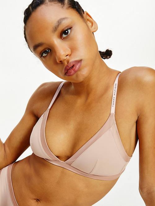 Tommy Hilfiger Satin Trim Triangle Bra Ženske Spodnje Perilo Bež | TH970EKZ