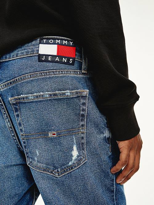 Tommy Hilfiger Scanton Slim Distressed Moški Kavbojke Denim | TH756BLK