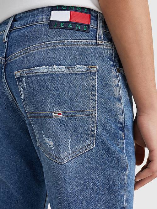 Tommy Hilfiger Scanton Slim Fit Distressed Hem Moški Kavbojke Denim | TH764NFU