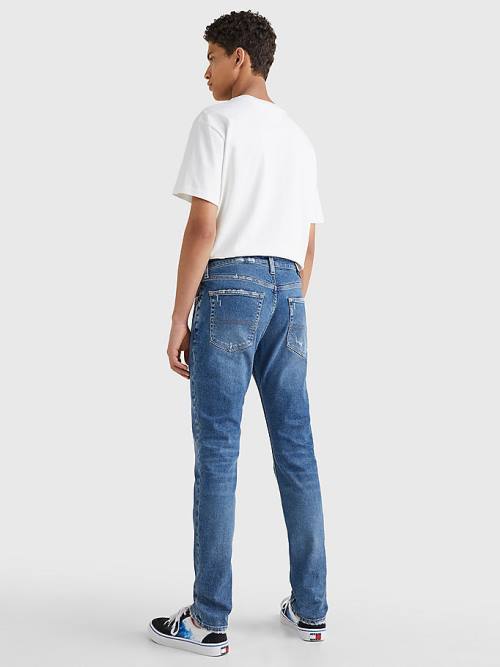 Tommy Hilfiger Scanton Slim Fit Distressed Hem Moški Kavbojke Denim | TH764NFU