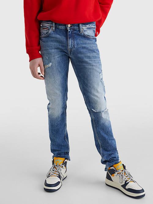 Tommy Hilfiger Scanton Washed & Worn Slim Fit Moški Kavbojke Denim | TH379XRU