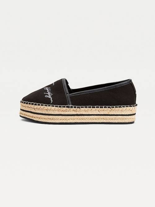 Tommy Hilfiger Sequin Signature Flatform Espadrilles Ženske Loafers Črna | TH310WZU