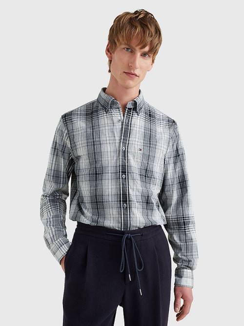 Tommy Hilfiger Shadow Check Relaxed Fit Moški Srajce Siva | TH514QXB