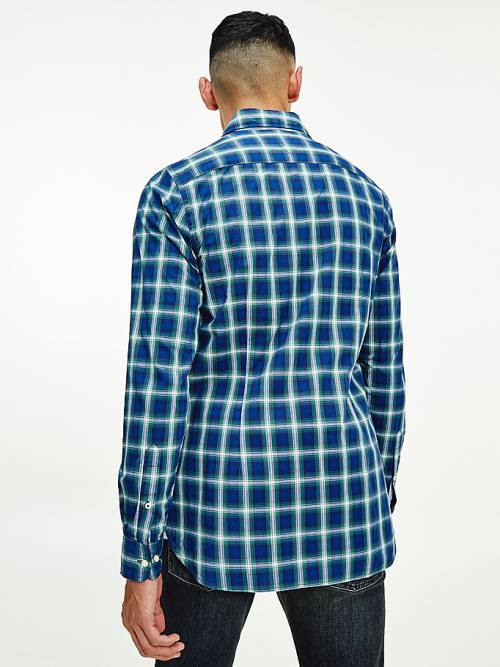 Tommy Hilfiger Shadow Check Slim Fit Moški Srajce Modra | TH507YWE