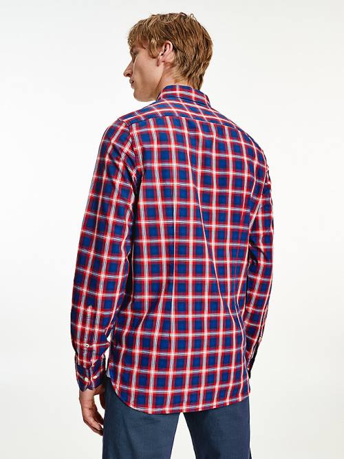 Tommy Hilfiger Shadow Check Slim Fit Moški Srajce Modra | TH891EXR