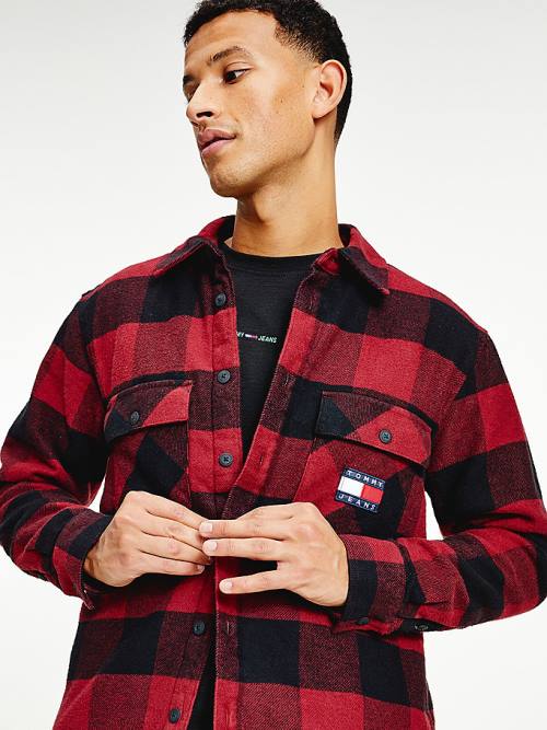 Tommy Hilfiger Sherpa Flannel Oversized Overshirt Moški Srajce Rdeča | TH026VZK