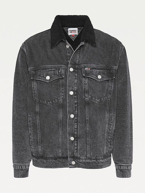 Tommy Hilfiger Sherpa-Lined Black Denim Moški Jakne Denim | TH102CNT