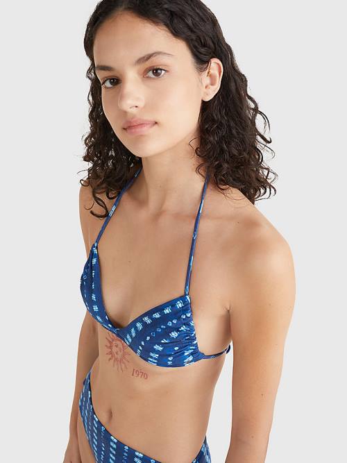 Tommy Hilfiger Shibori Halterneck Triangle Bikini Top Ženske Kopalke Modra | TH028HWU