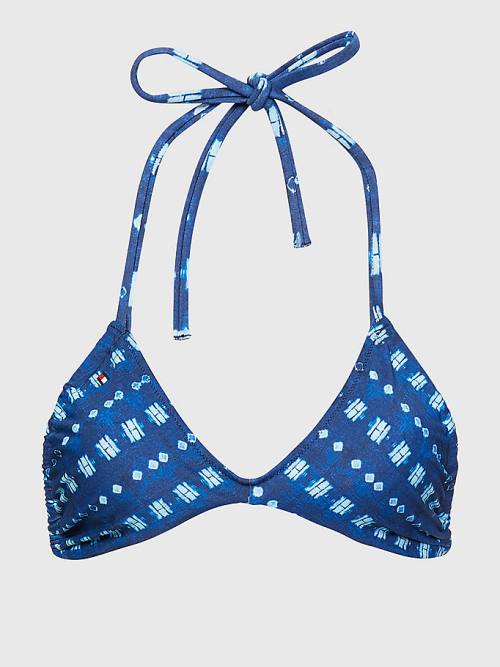 Tommy Hilfiger Shibori Halterneck Triangle Bikini Top Ženske Kopalke Modra | TH028HWU