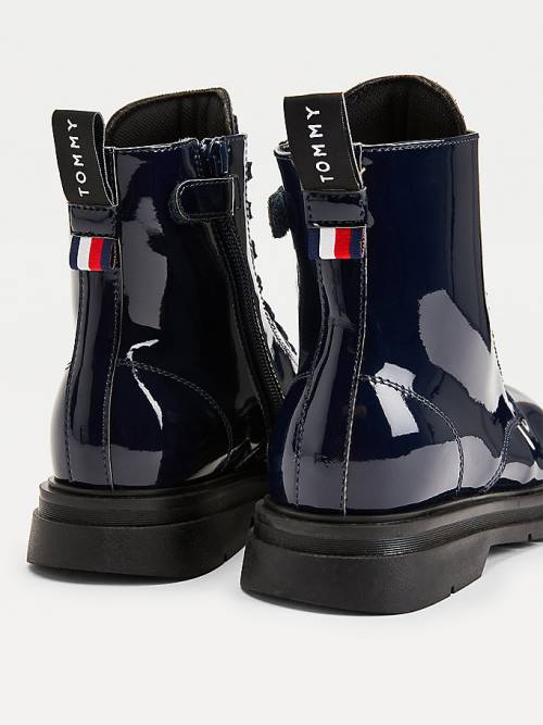 Tommy Hilfiger Shiny Cleat Lace-Up Dekleta Škornji Modra | TH984HWU