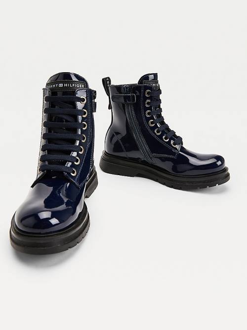 Tommy Hilfiger Shiny Cleat Lace-Up Dekleta Škornji Modra | TH984HWU