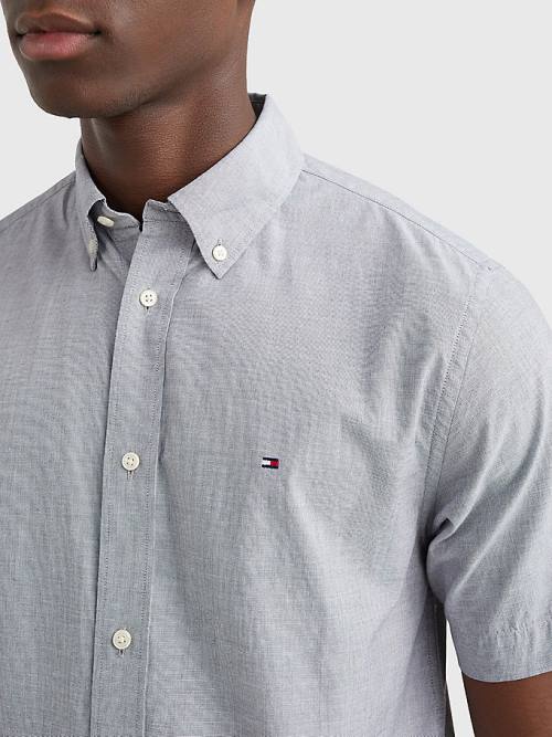 Tommy Hilfiger Short Sleeve Regular Fit Poplin Moški Srajce Modra | TH379IOM