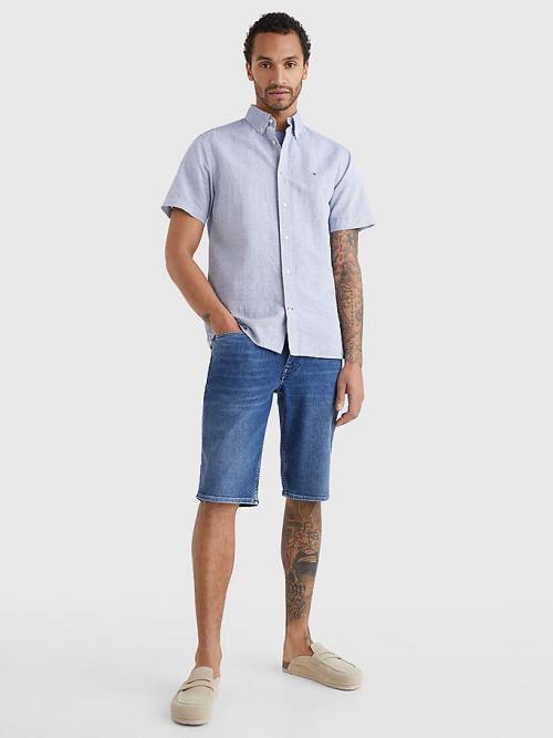 Tommy Hilfiger Short Sleeve Tapered Regular Fit Moški Srajce Modra | TH394AZH