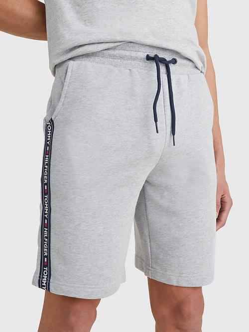 Tommy Hilfiger Side Logo Drawstring Shorts Moški Pižama Siva | TH103ZFJ