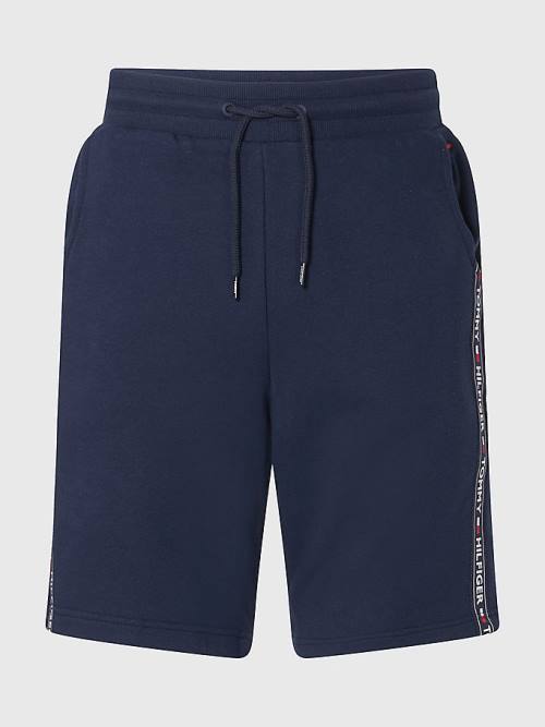 Tommy Hilfiger Side Logo Drawstring Shorts Moški Pižama Modra | TH602EHG