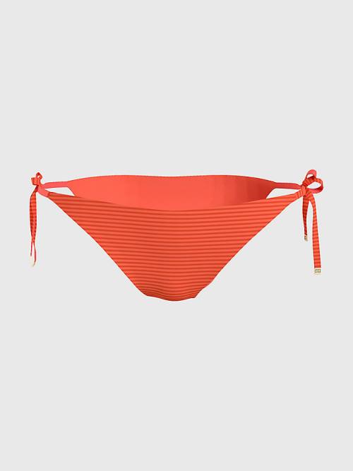 Tommy Hilfiger Side Tie Ribbed Bikini Bottoms Ženske Kopalke Rdeča | TH043VNL