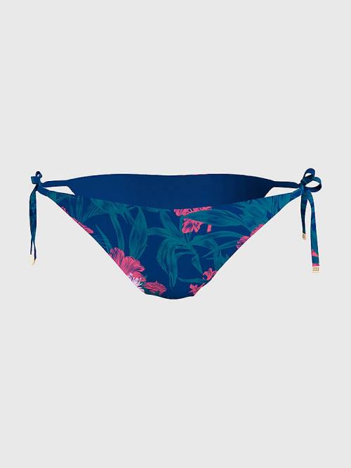 Tommy Hilfiger Side Tie Tropical Bikini Bottoms Ženske Kopalke Modra | TH730QSZ