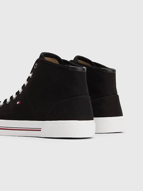 Tommy Hilfiger Signature Canvas Mid-Top Moški Superge Črna | TH159USN