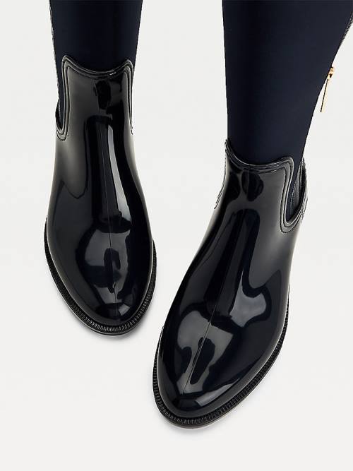 Tommy Hilfiger Signature Contrast Panel Long Rainboots Ženske Škornji Modra | TH904PGA