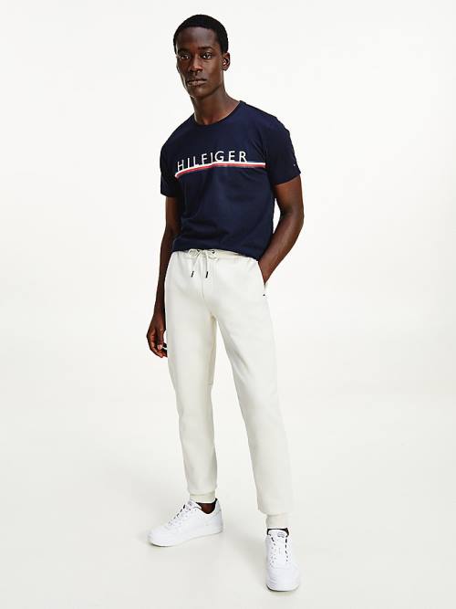 Tommy Hilfiger Signature Detail Organic Cotton Moški Majice Modra | TH590ZTU