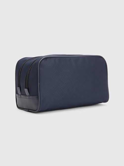 Tommy Hilfiger Signature Double Washbag Moški Torbice Modra | TH213RQB