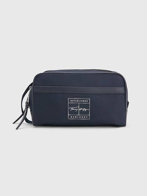 Tommy Hilfiger Signature Double Washbag Moški Torbice Modra | TH213RQB