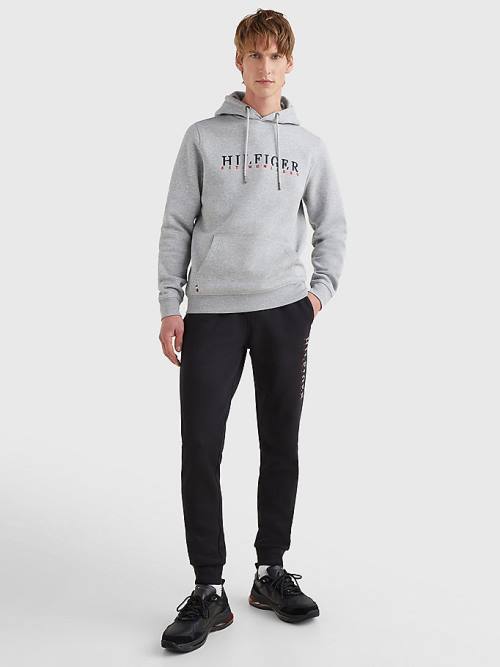 Tommy Hilfiger Signature Flex Fleece Logo Moški Pulover s kapuco Siva | TH876KOF