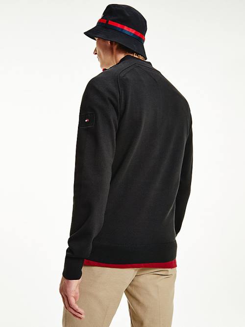 Tommy Hilfiger Signature Half-Zip Jumper Moški Puloverji Črna | TH853NOK