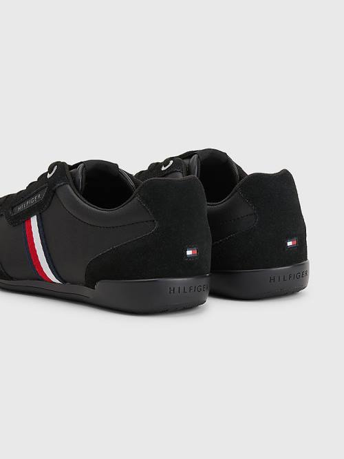 Tommy Hilfiger Signature Leather Mix Cupsole Moški Superge Črna | TH102UQF