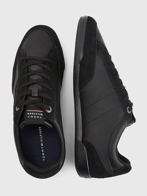 Tommy Hilfiger Signature Leather Mix Cupsole Moški Superge Črna | TH102UQF