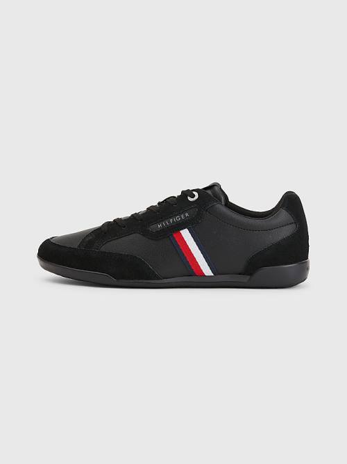 Tommy Hilfiger Signature Leather Mix Cupsole Moški Superge Črna | TH102UQF