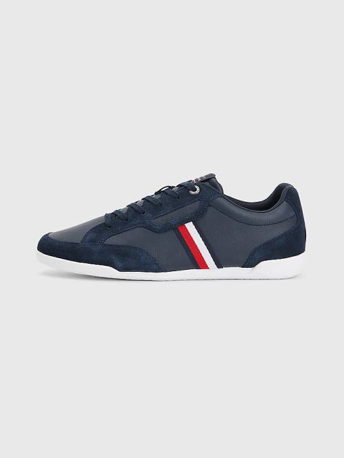 Tommy Hilfiger Signature Leather Mix Cupsole Moški Superge Modra | TH294GIY