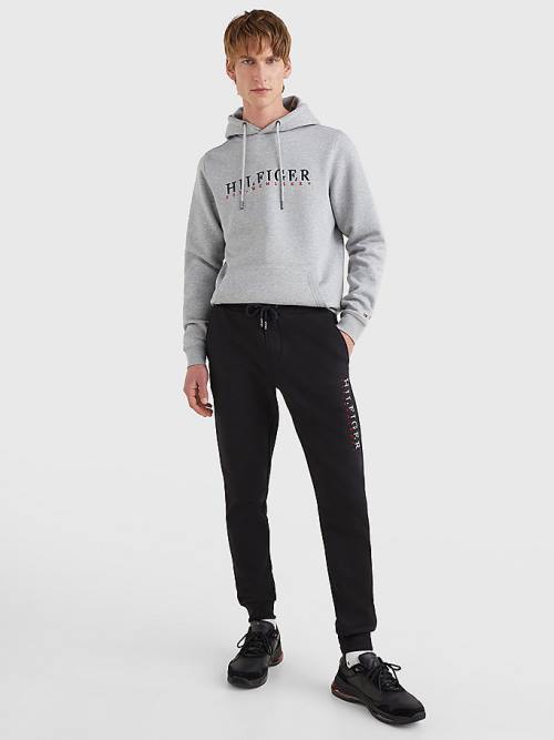 Tommy Hilfiger Signature Leg Logo Joggers Moški Hlače Črna | TH860OIC