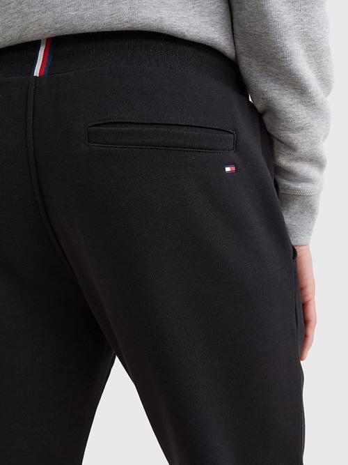 Tommy Hilfiger Signature Leg Logo Joggers Moški Hlače Črna | TH860OIC