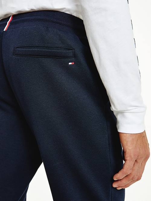 Tommy Hilfiger Signature Leg Logo Joggers Moški Hlače Modra | TH982NVK