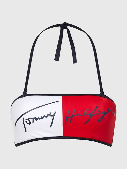 Tommy Hilfiger Signature Logo Bandeau Bikini Top Ženske Kopalke Modra | TH013THO