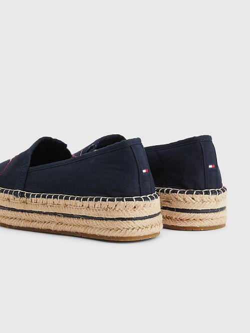 Tommy Hilfiger Signature Logo Espadrilles Ženske Loafers Modra | TH207OFL