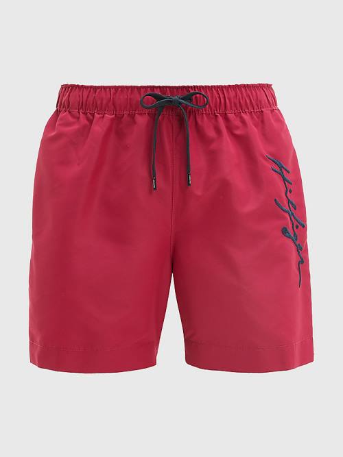 Tommy Hilfiger Signature Logo Mid Length Shorts Moški Kopalke Roza | TH126LIX