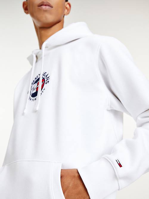 Tommy Hilfiger Signature Logo Moški Pulover s kapuco Bela | TH159QHF