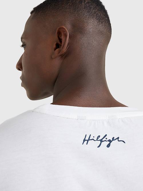 Tommy Hilfiger Signature Logo Organic Cotton Moški Kopalke Bela | TH032LIC