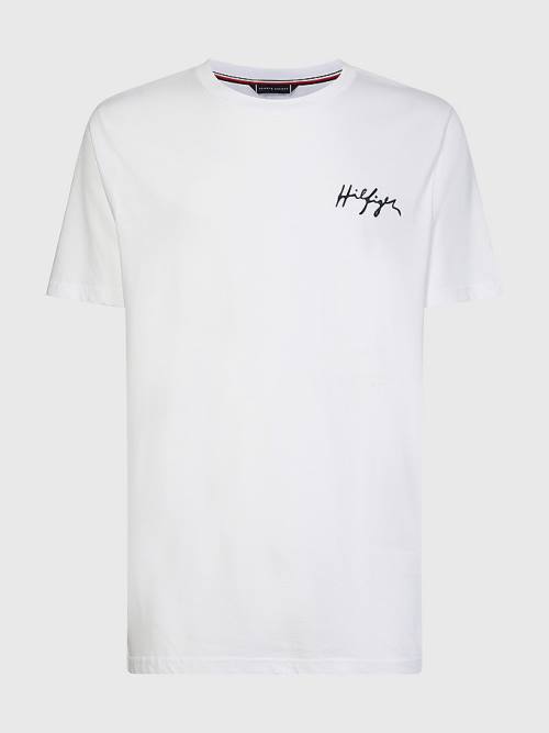 Tommy Hilfiger Signature Logo Organic Cotton Moški Kopalke Bela | TH032LIC