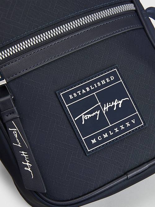 Tommy Hilfiger Signature Logo Small Reporter Moški Torbice Modra | TH384YXN