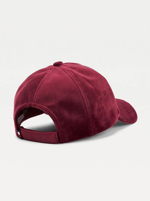 Tommy Hilfiger Signature Logo Velvet Cap Ženske Kapa Rdeča | TH852SCT