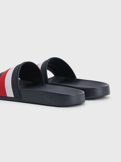 Tommy Hilfiger Signature Pool Slides Moški Sandali Modra | TH268RJK