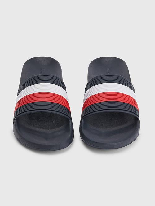 Tommy Hilfiger Signature Pool Slides Moški Sandali Modra | TH268RJK